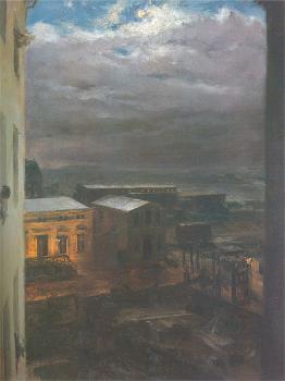 阿道夫 馮 門採爾 The Anhalter Railway Station by Moonlight 阿道夫 馮 門採爾 The Anhalter Railway Station by Moonlight